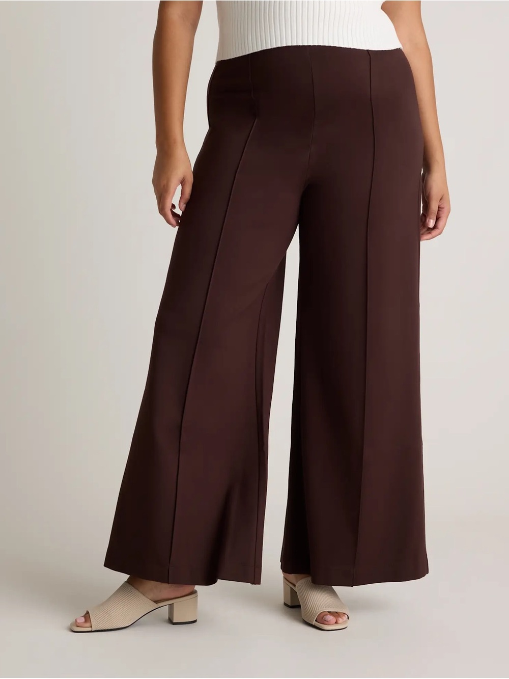 Quince Ultra-Stretch Ponte Super Wide Leg Pants Size Medium - Picture 2 of 8